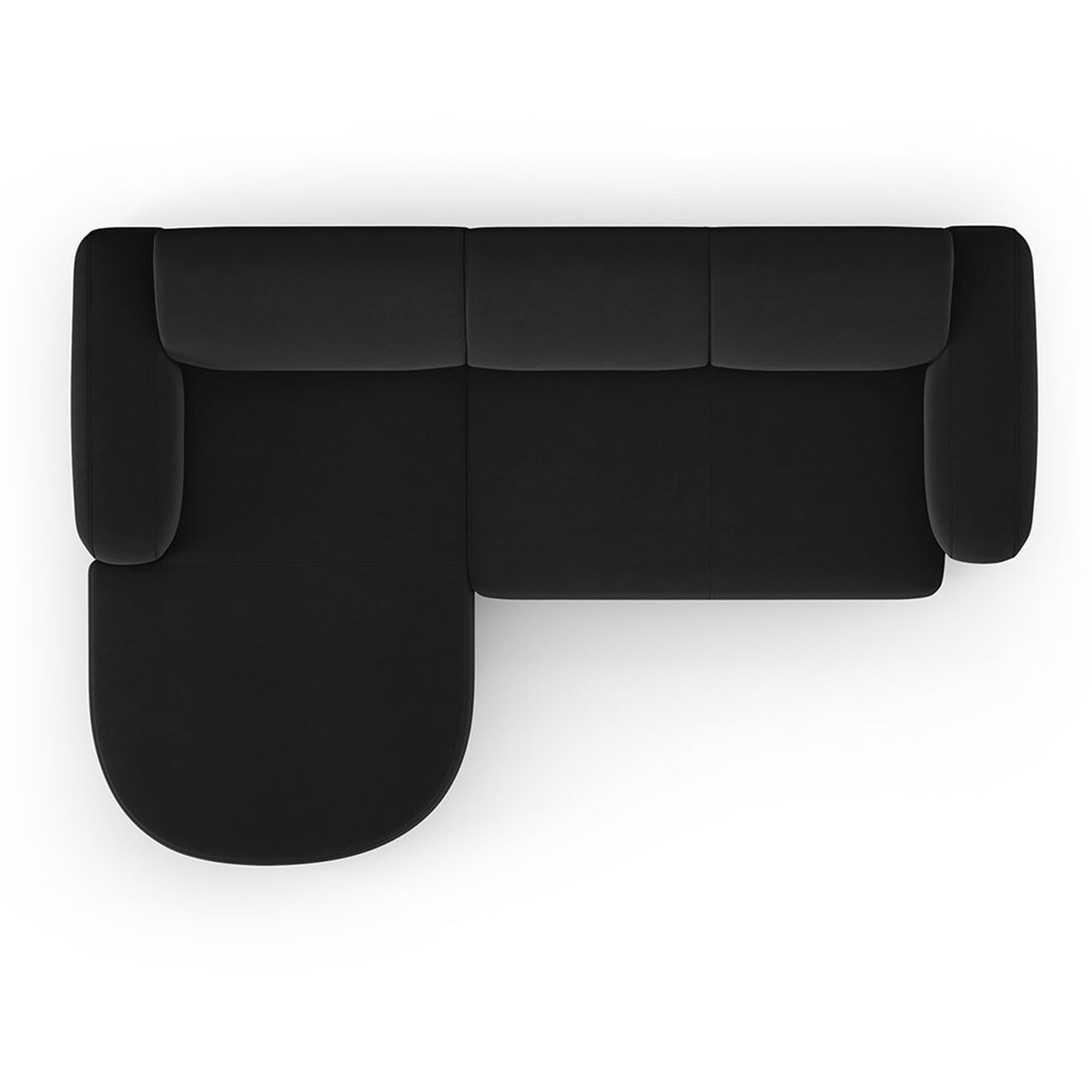 Mazzini Sofas Canapé d'angle gauche Velours Jasmin 4 Places noir - 250x170x72 cm