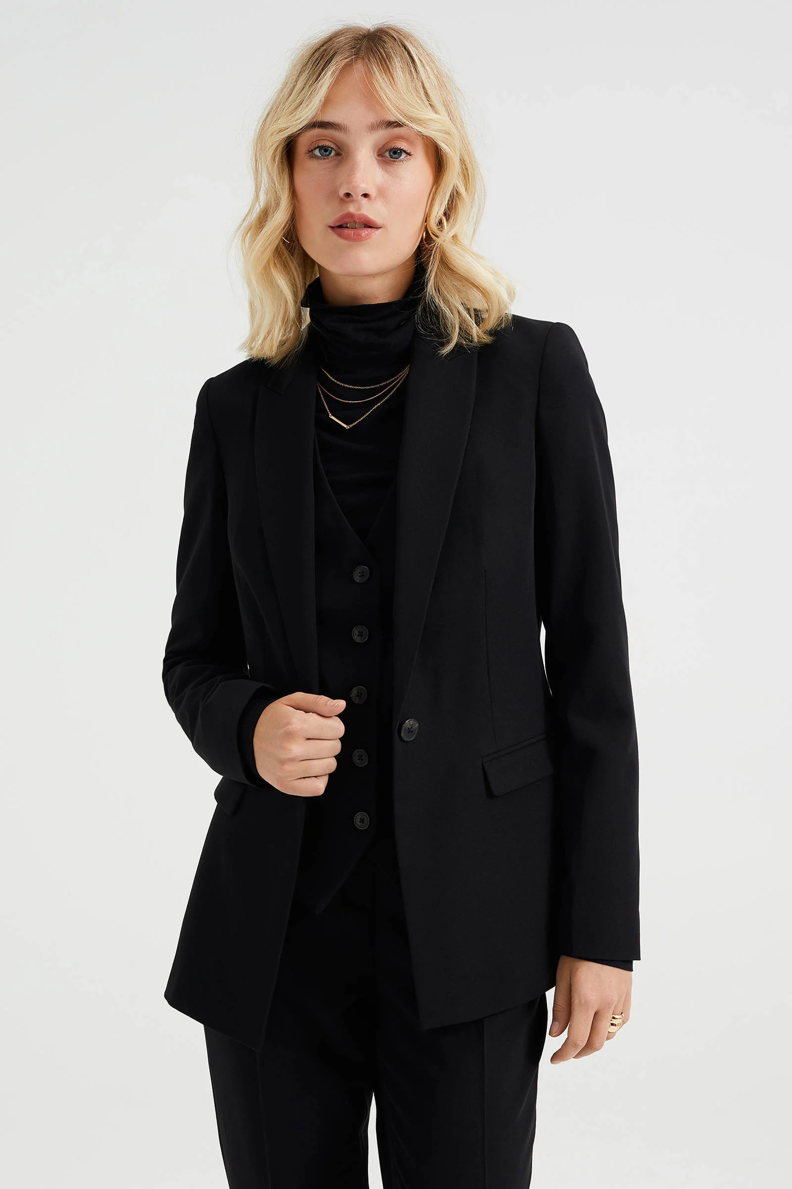 WE Fashion getailleerde blazer zwart