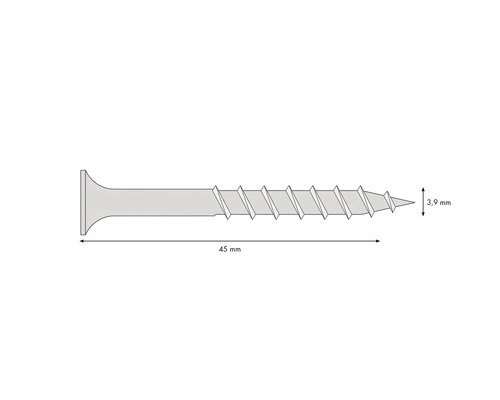 Knauf snelmontageschroef, grove draad, TN 3,9 x 45 mm, verpakking van 250 stuks