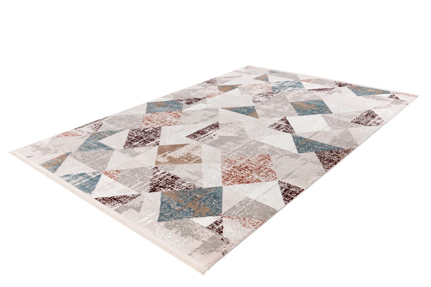 Kortpolig tapijt Celestia grijs / zalmroze vintage design, used look, patchwork design 80 x 150 cm