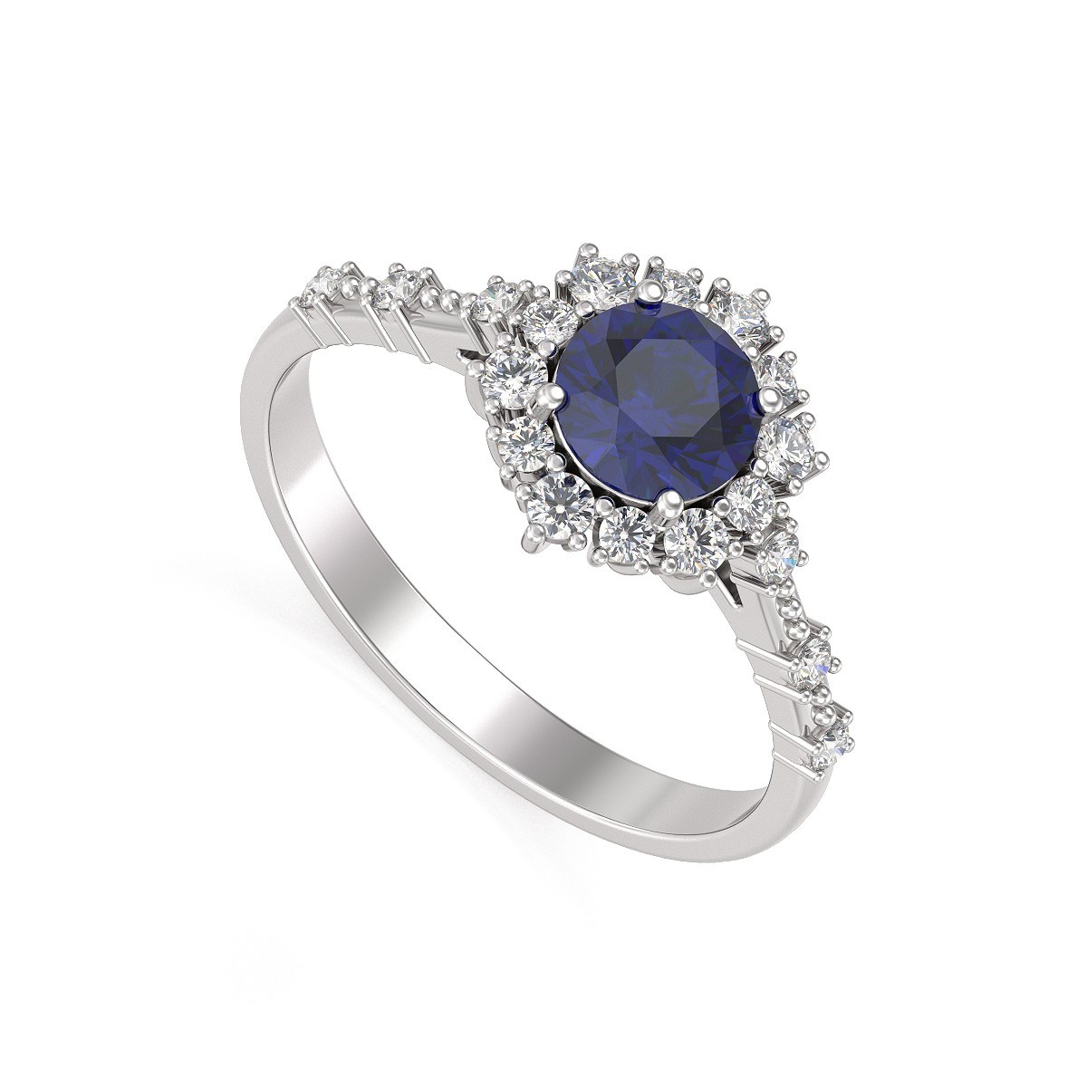 Bague ADEN Saphir et diamants sur Argent 925 3.25grs