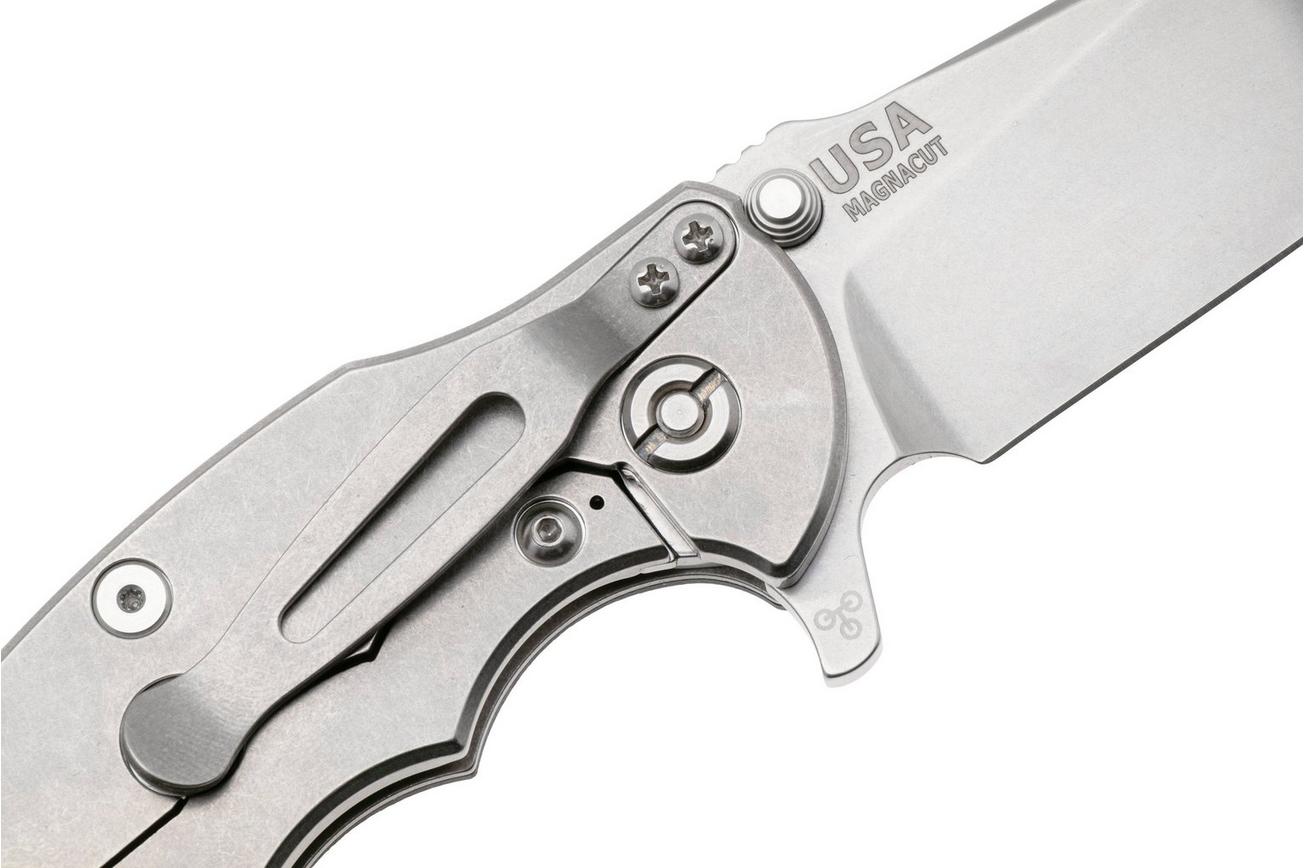 Rick Hinderer Jurassic Slicer, Hollow Ground Magnacut, Stonewashed, Black G10, zakmes