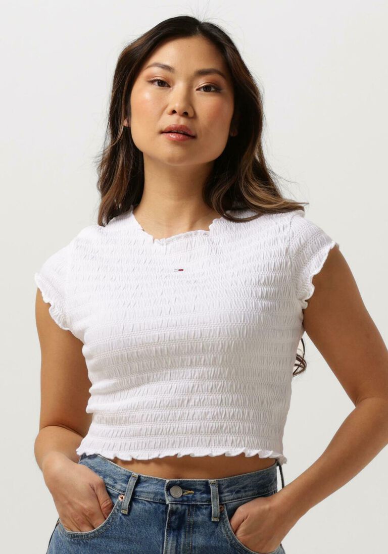 TOMMY JEANS witte tommy jeans top tjw slim smock tee