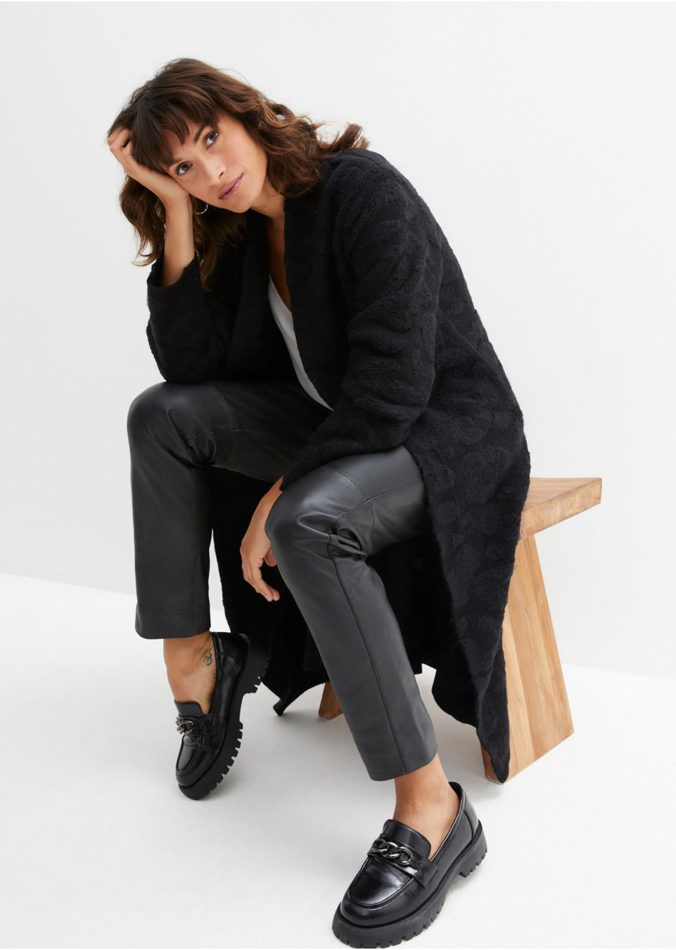 Manteau en maille avec teneur en laine