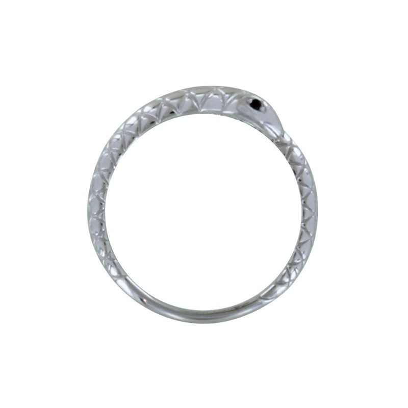 Bague Argent Serpent Fin Strass Noir