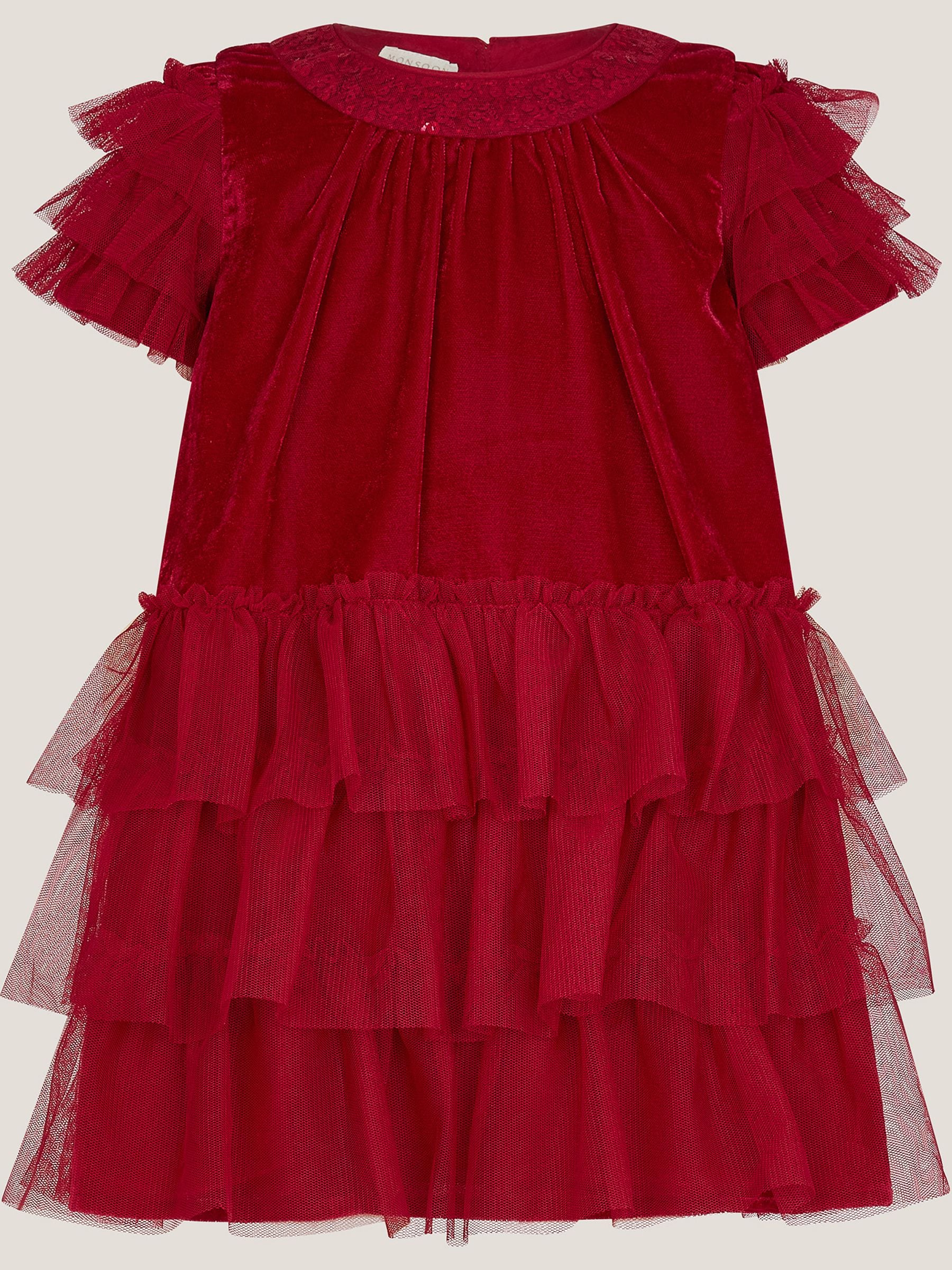 Monsoon Baby Alexandra Velvet Ruffle Party Dress