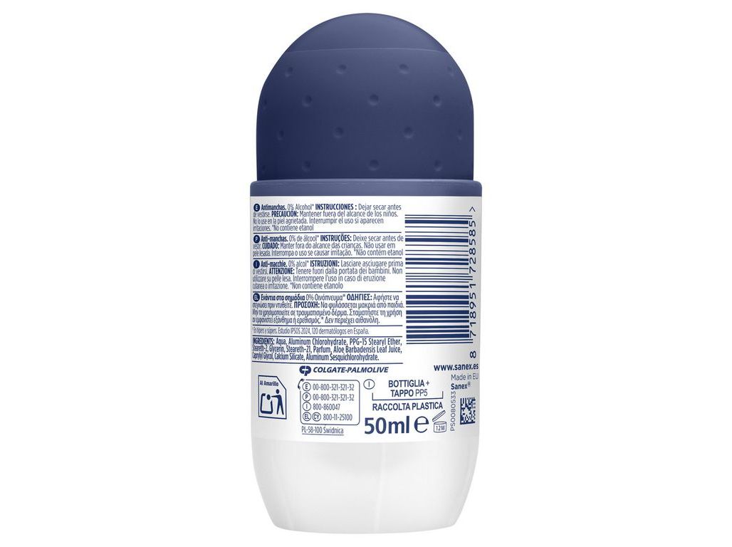 DESODORIZANTE ROLL-ON PARA HOMEM EFEITO INVISÍVEL SANEX 50ML