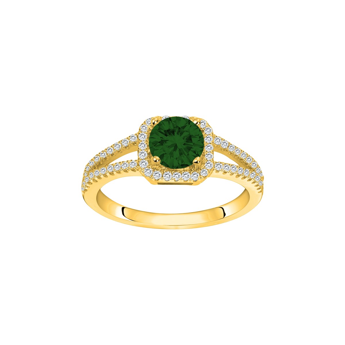 Bague en Plaqué Or avec oxyde de zirconium vert emeraude