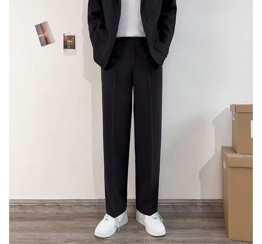 Kantereld - Mid Rise Plain Straight Leg Dress Pants