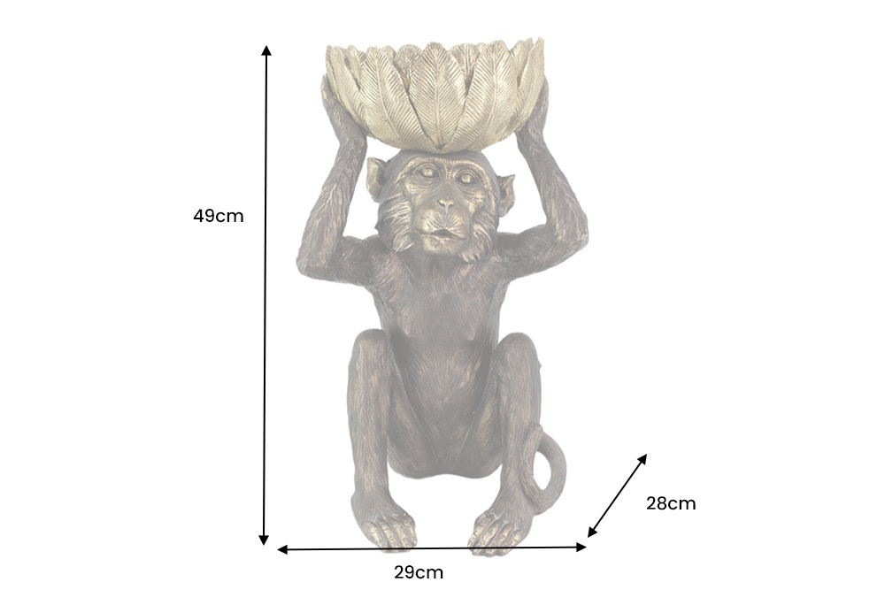 Deko-Figur MONKEY 50cm schwarz gold Affe mit Schale handmade