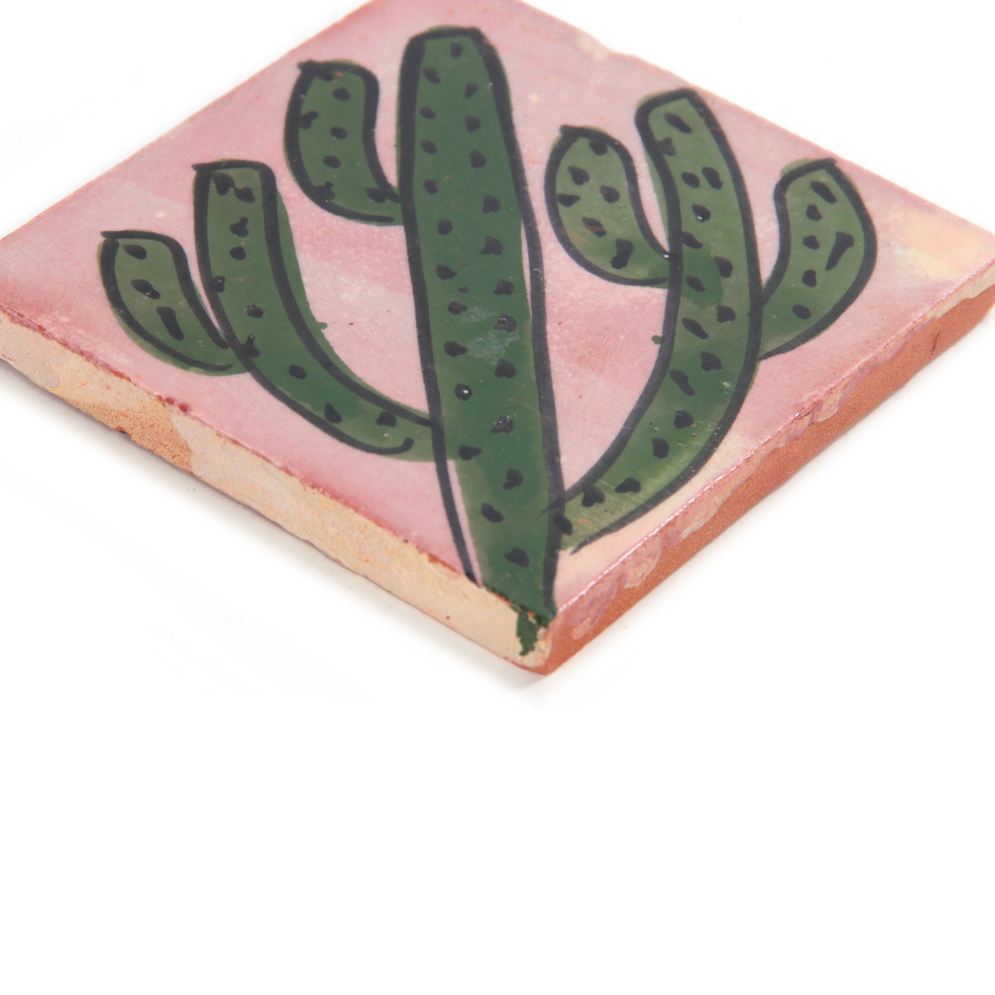 Fliese 'cactus rosé', rosa-grün, L 10 cm, B 10 cm, H 1 cm von fischer's lagerhaus