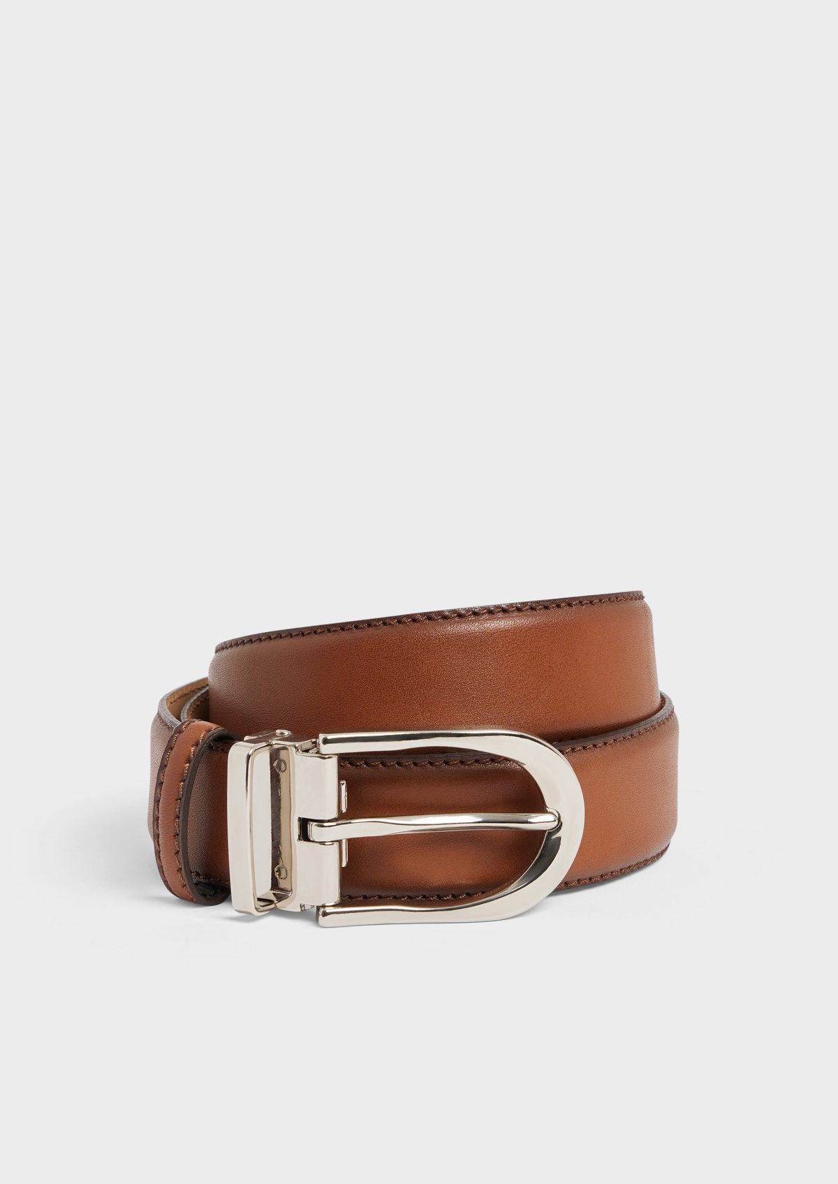 Ceinture ajustable en cuir lisse cognac