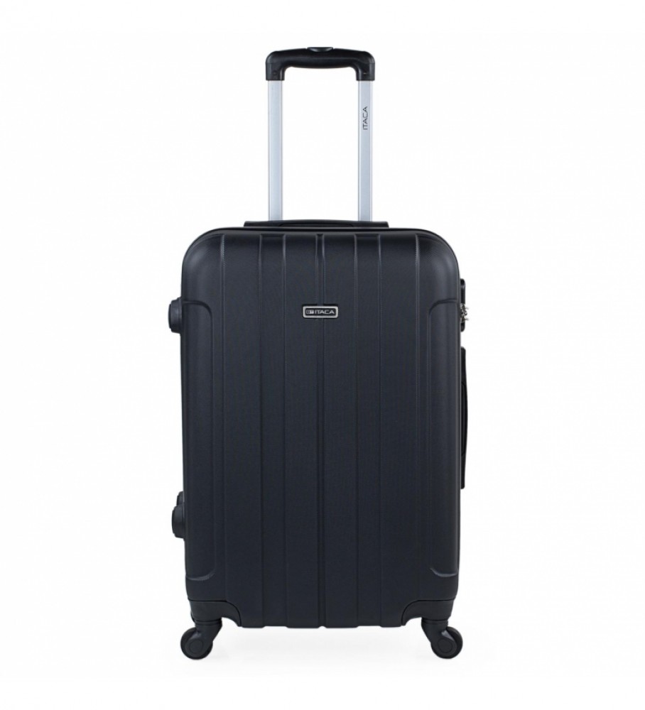 Mala de viagem rígida média ITACA com 4 rodas 771160 preta - 63x42x24cm -
