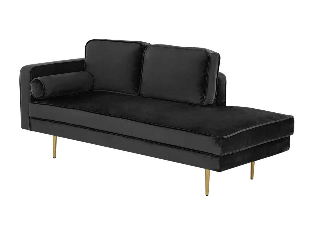 Chaise longue en velours noir côté droite MIRAMAS