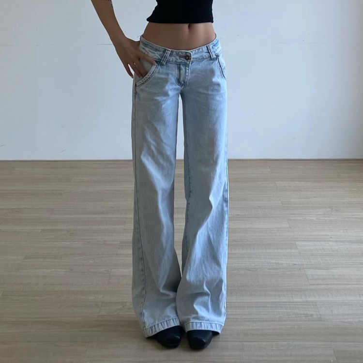 Coline - Lage taille gewassen losse jeans