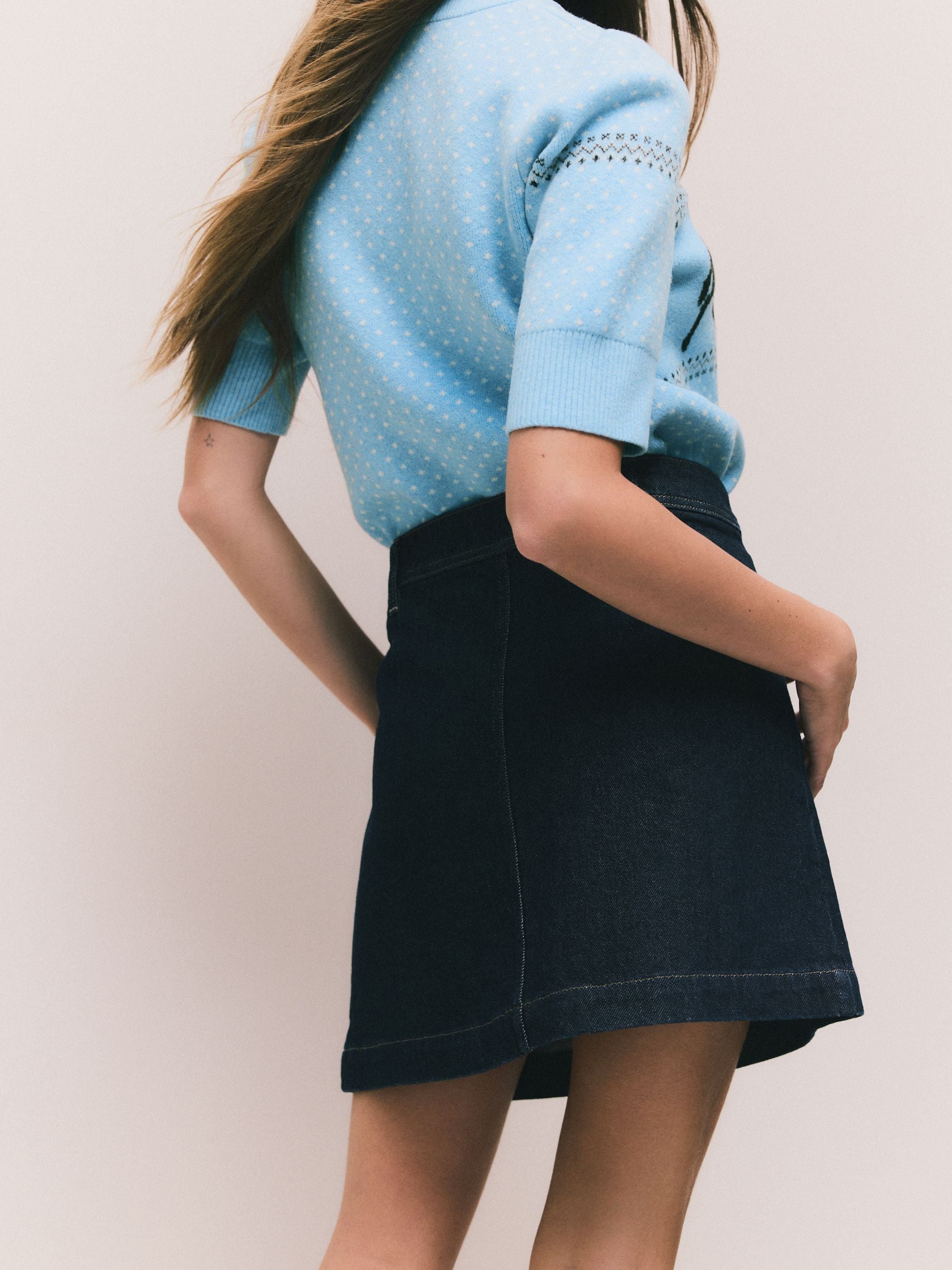 Wassing - Denim Patch Pocket Mini Skirt