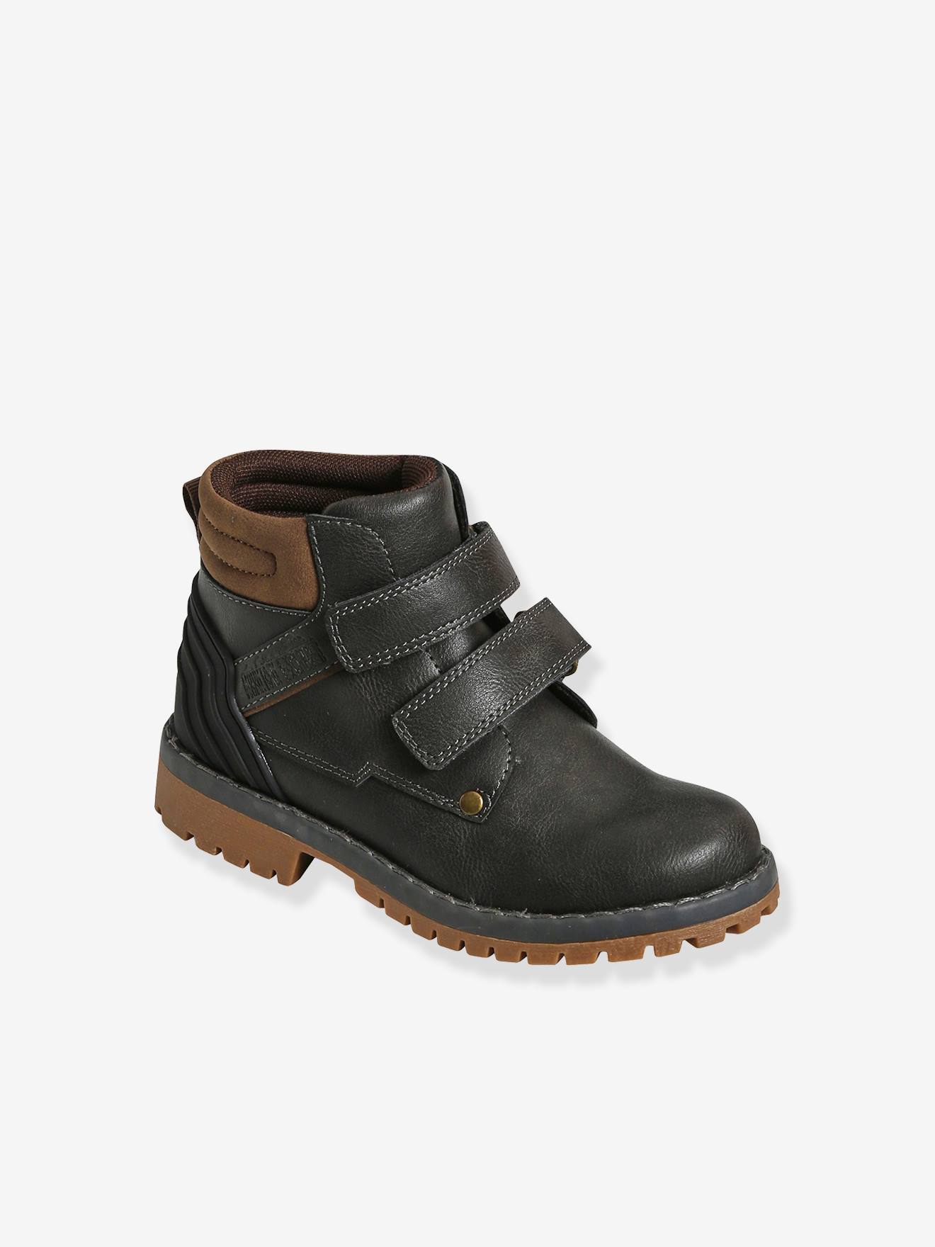 Botas de cano curto com fecho autoadesivo, para meninos, bege médio, lisas