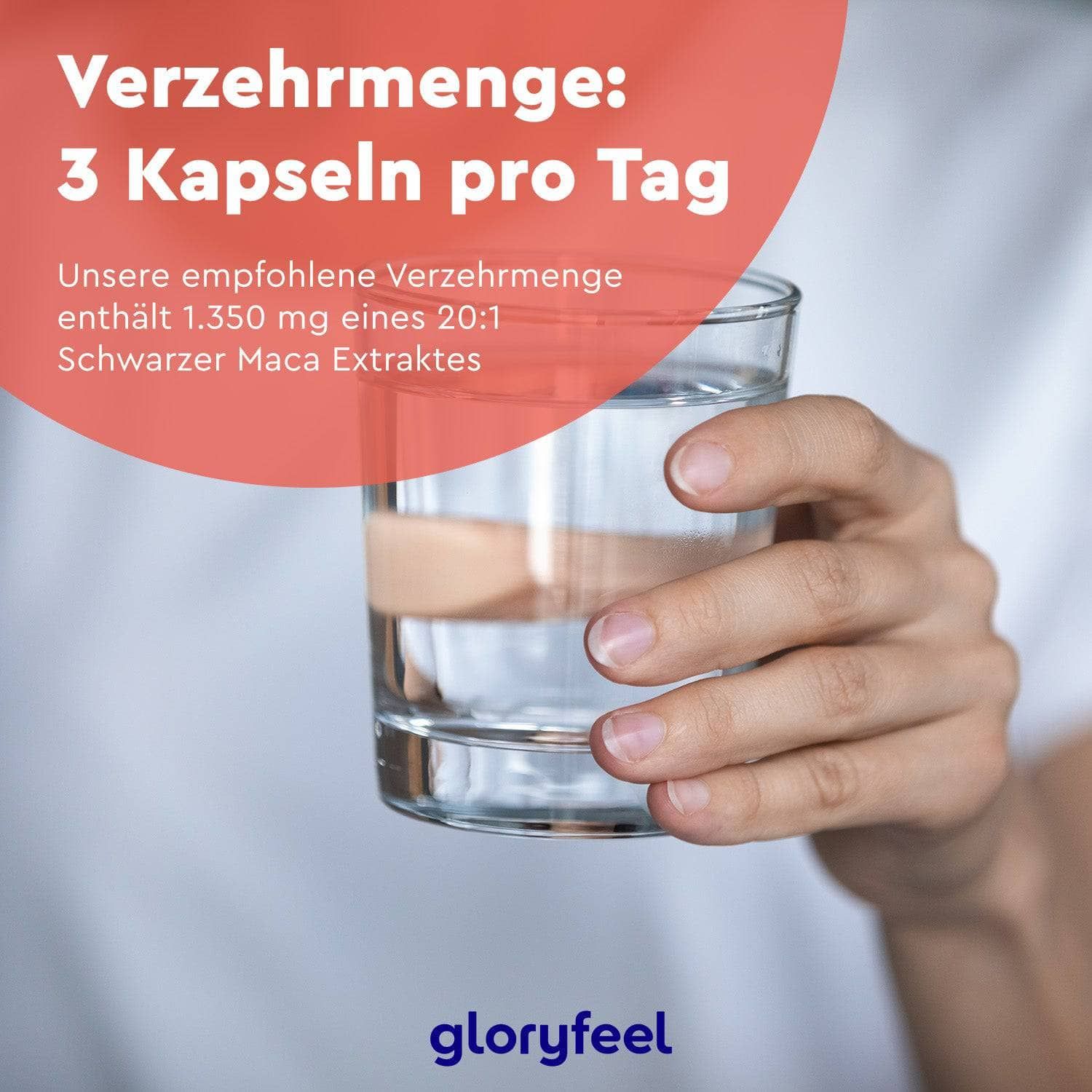 gloryfeel® Schwarzer Maca Extrakt + L-Arginin, Vitamin B6, B12 & Zink