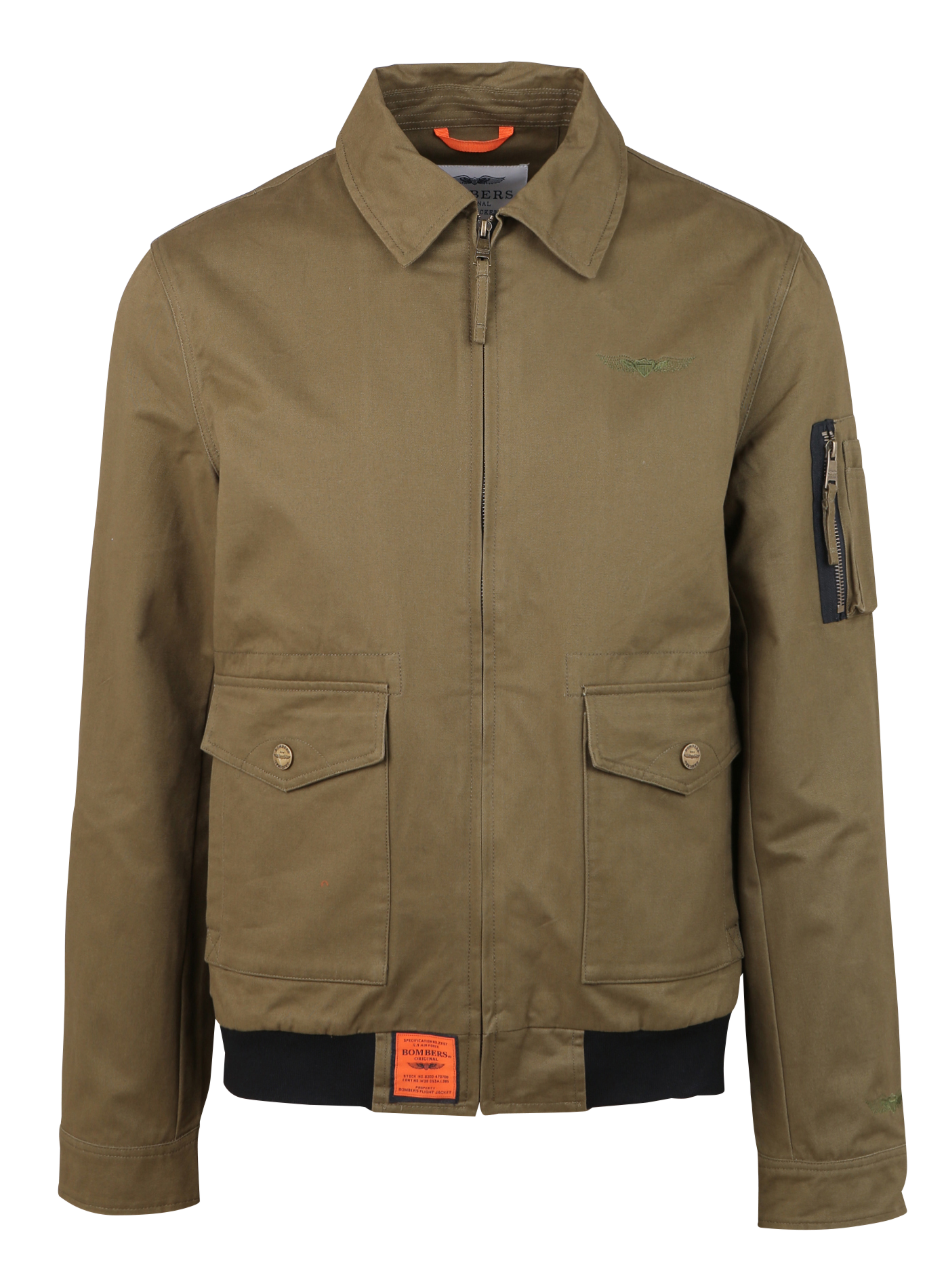 PILOT - Blouson col classique coupe droite en coton | Kaki