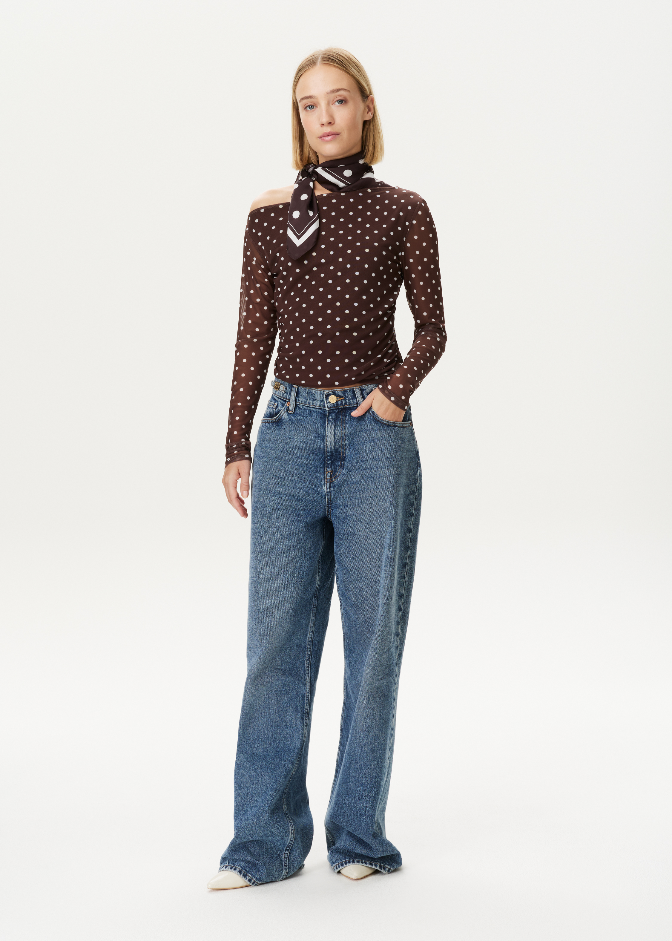 Mesh top met polka dot