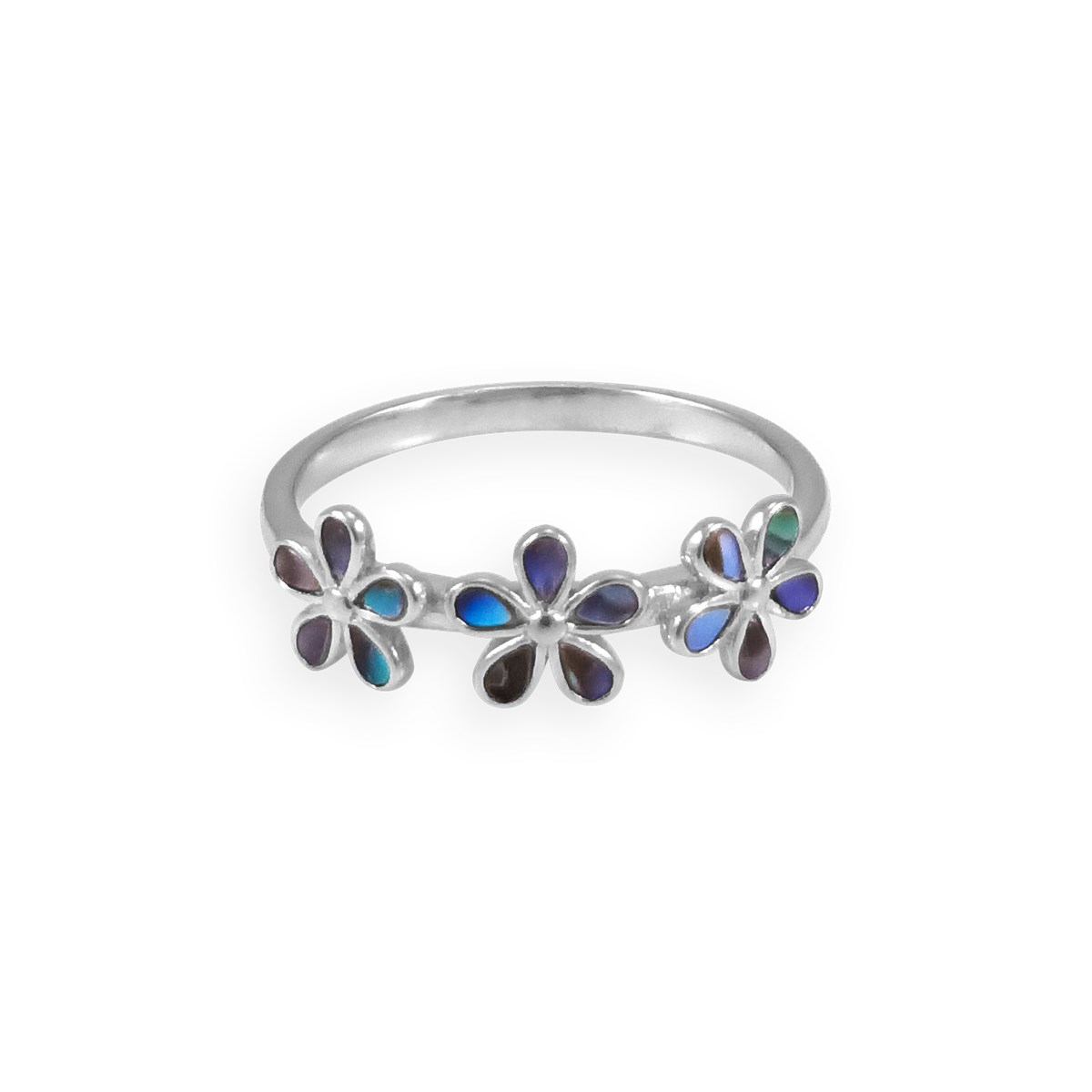 Bague en argent 925 rhodié avec nacre