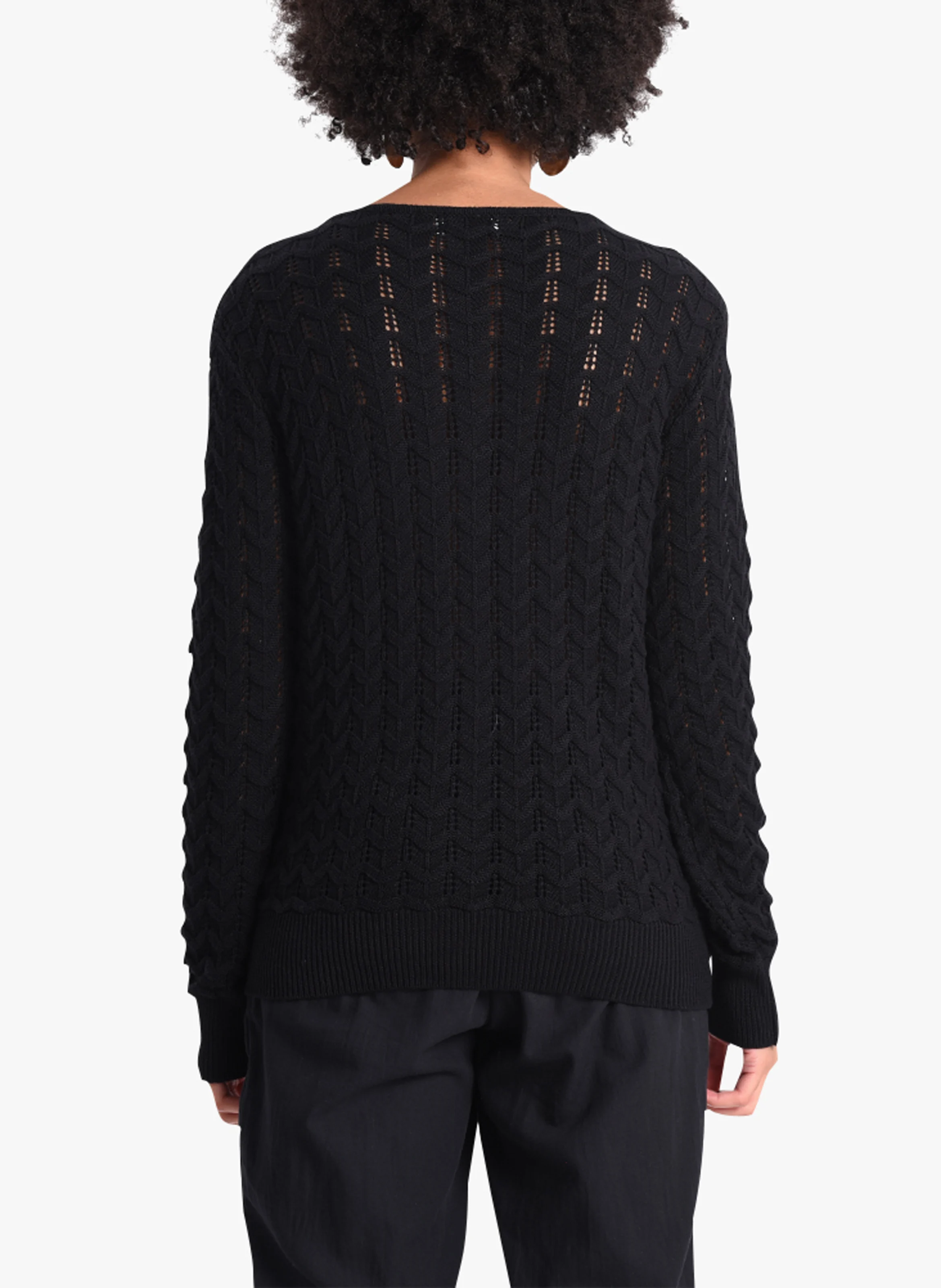 Gilet col rond ajouré | Noir
