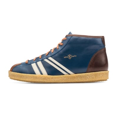 Ledersportschuh Trainer, Mittelblau