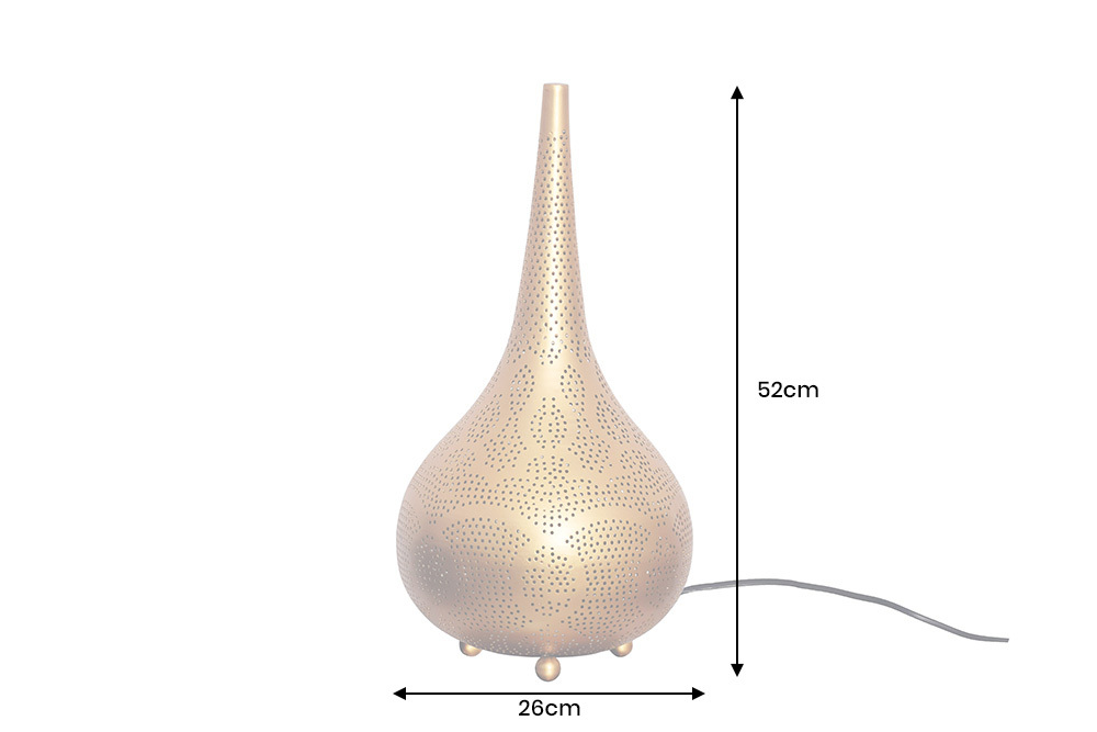 Handgefertigte Stehlampe ORIENT LIVING 50cm gold Eisen Tropfenform