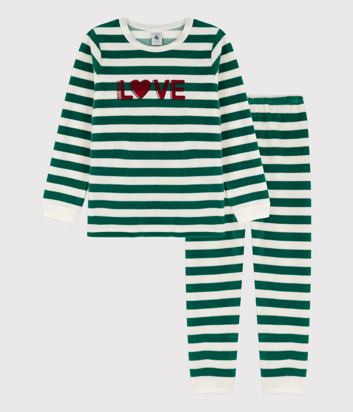 Pyjama rayé petite fille/petit garçon en velours