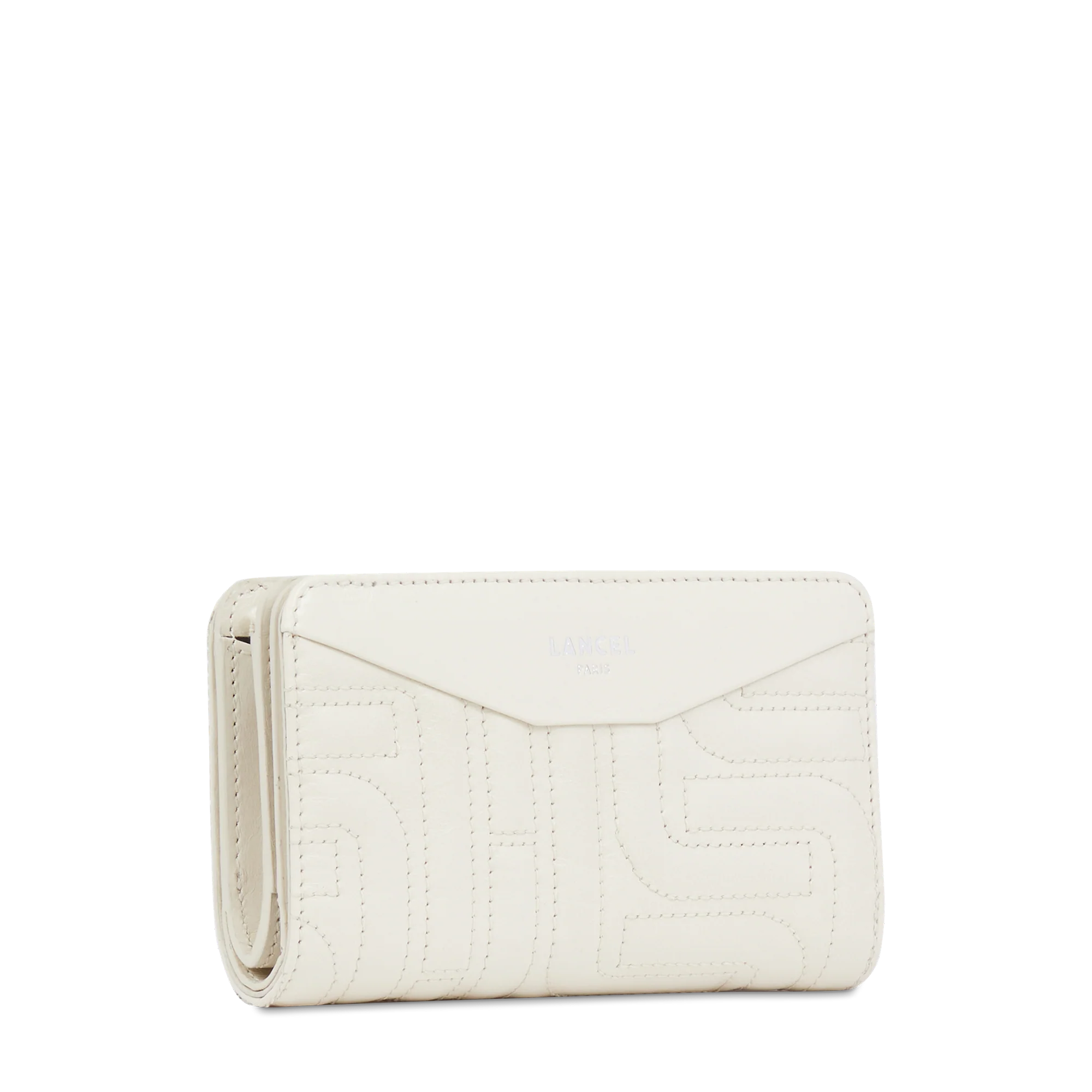 Portefeuille rectangulaire compact zippé Midi-Minuit de Lancel-Neige