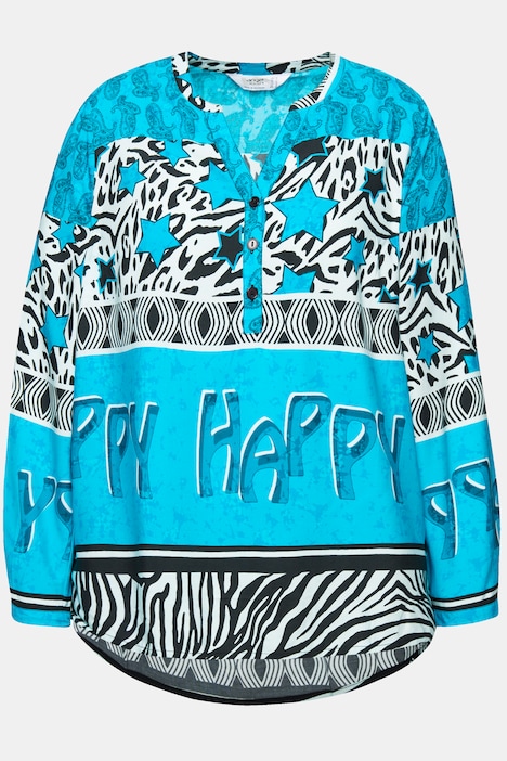 Bluse, A-Linie, Happy Mustermix, Langarm