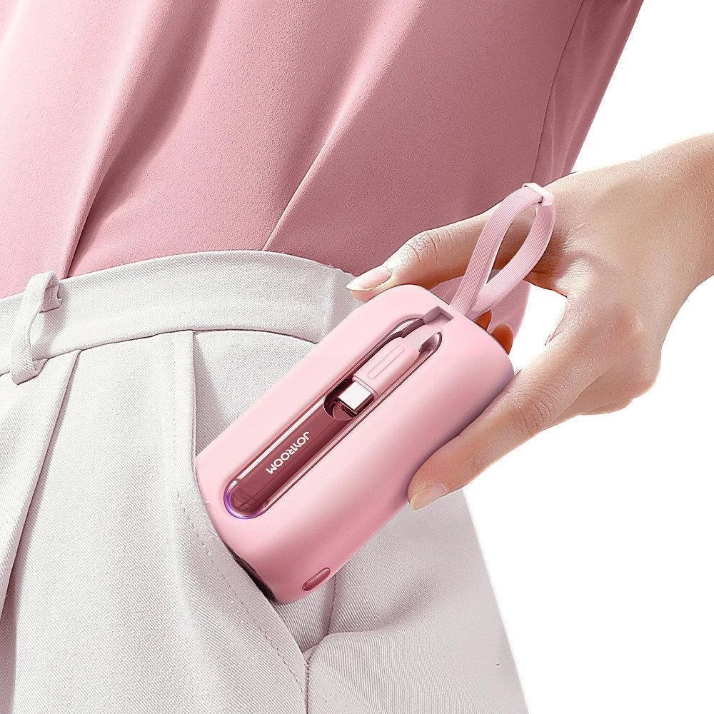 (22.5W) 10000mAh USB A / USB C Powerbank Power Delivery Ladegerät inkl. USB C / Lightning Ladekabel mit LED Anzeige (JR-L012) - Rosa