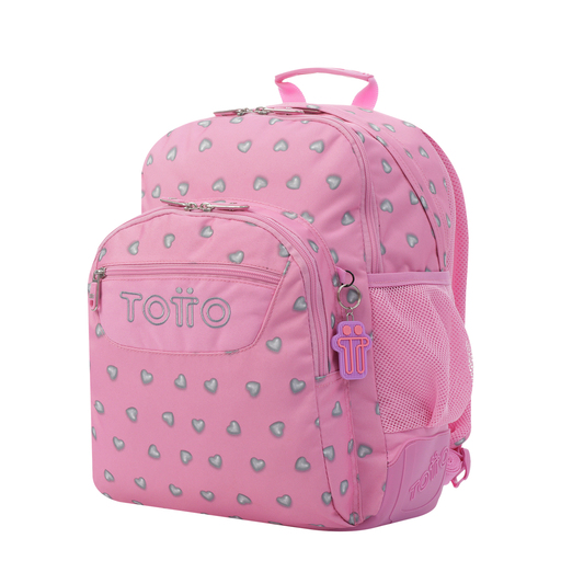 Mochila escolar Totto Pink Hearts Crayons