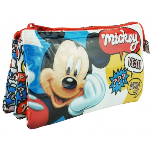 Estojo triplo para lápis do Mickey, 26x13 cm.