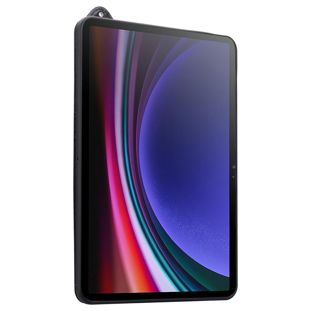 Samsung Galaxy Tab S11 Ultra Leder Hülle mit Handschlaufe - Schwarz