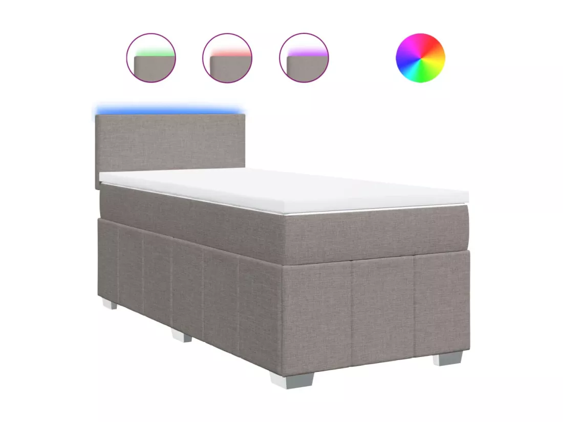 Sommier à lattes de lit avec matelas Taupe 90x190 cm Tissu