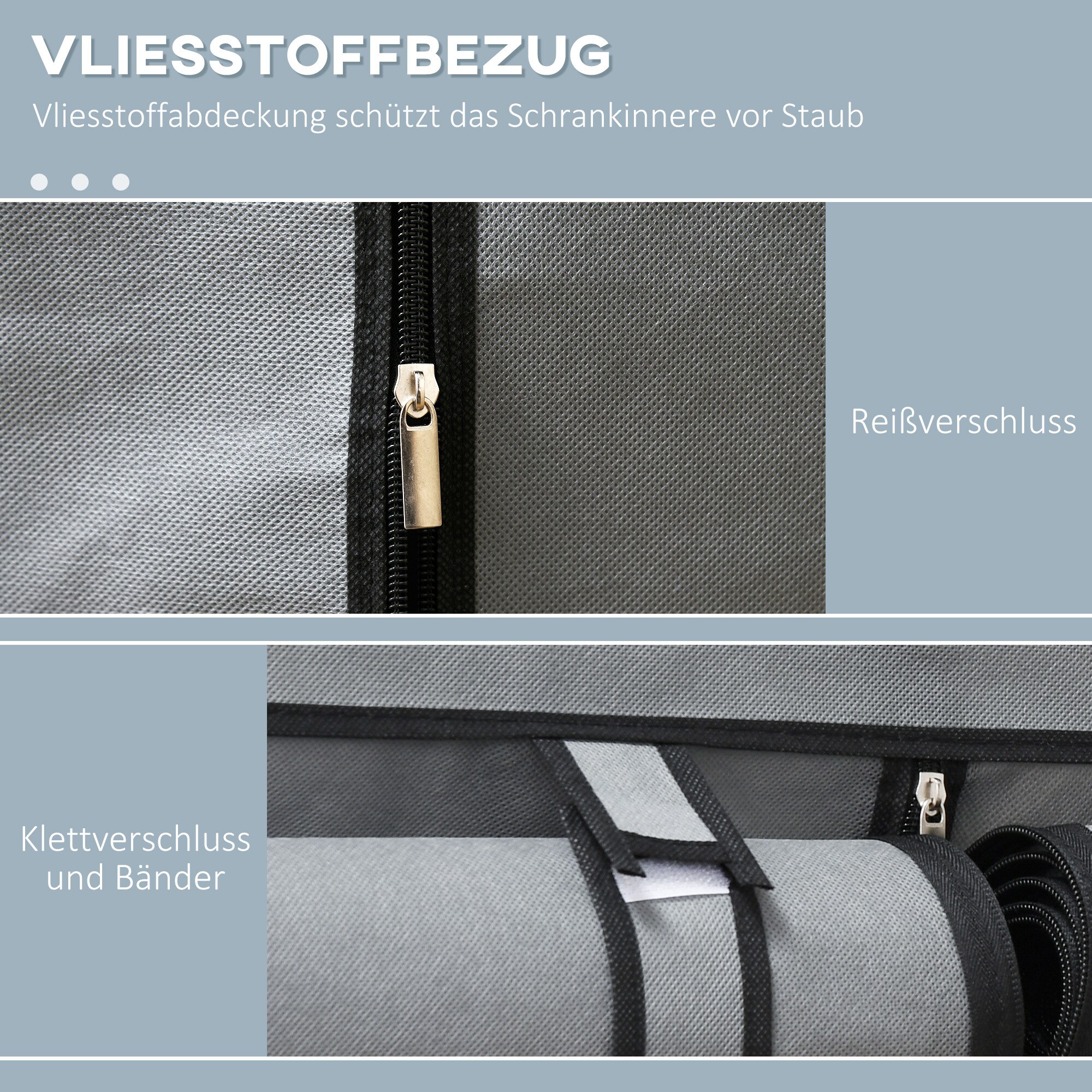 HOMCOM Kleiderschrank mit Reißverschluss grau 118L × 49B × 170H cm