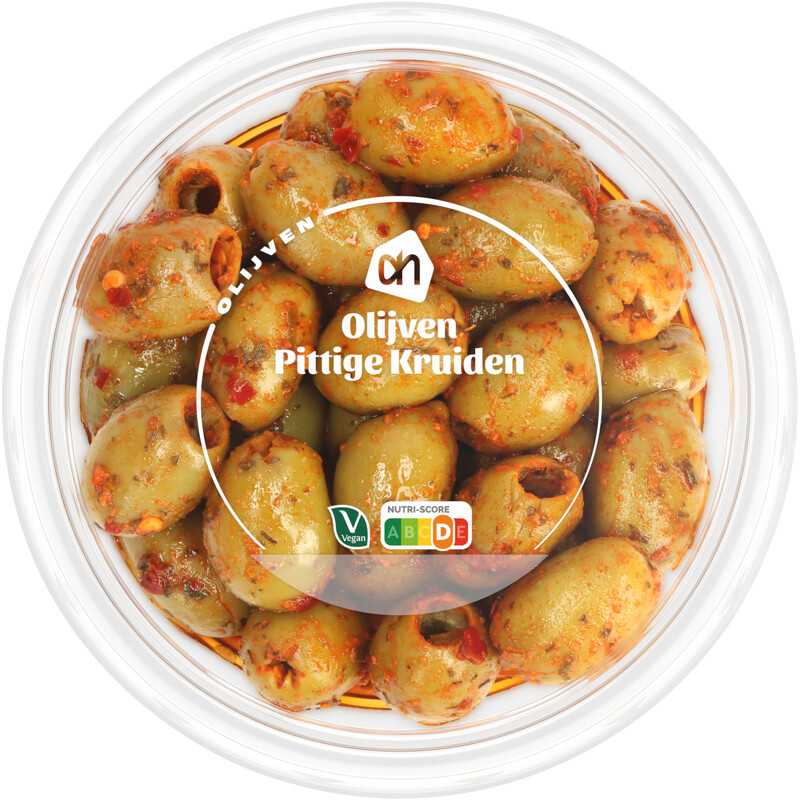 AH Groene olijven met pittige kruiden