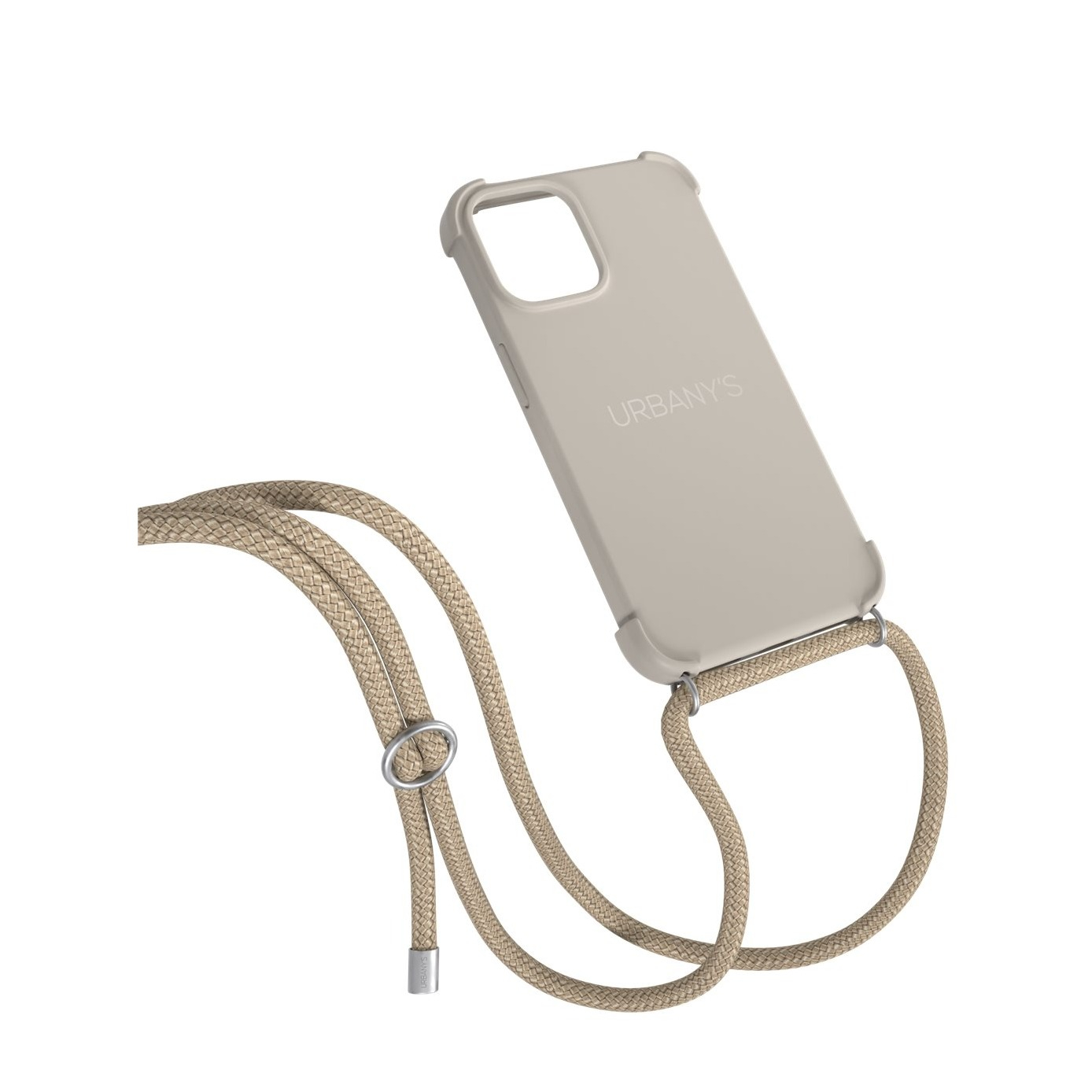 (130cm) iPhone 16 Beach Beauty Necklace Hybrid Hülle Air Cushion Fallschutz   Handykette (PN-BEBS-I16-BEBS) - Beige