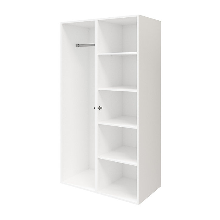 Armoire penderie portes battantes blanches 5 étagères GoodHome Atomia H. 187,5 x L. 100 x P. 60 cm