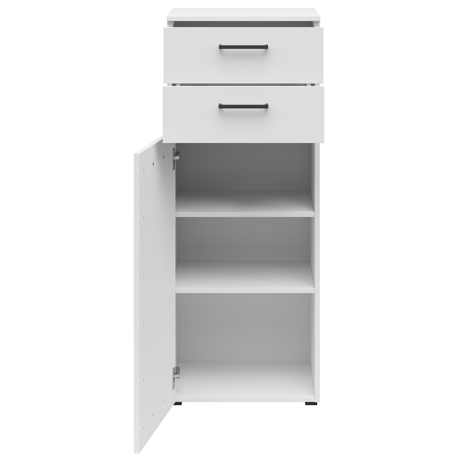 Kommode - weiß - eine Tür - 2 Schubkästen - 45 cm