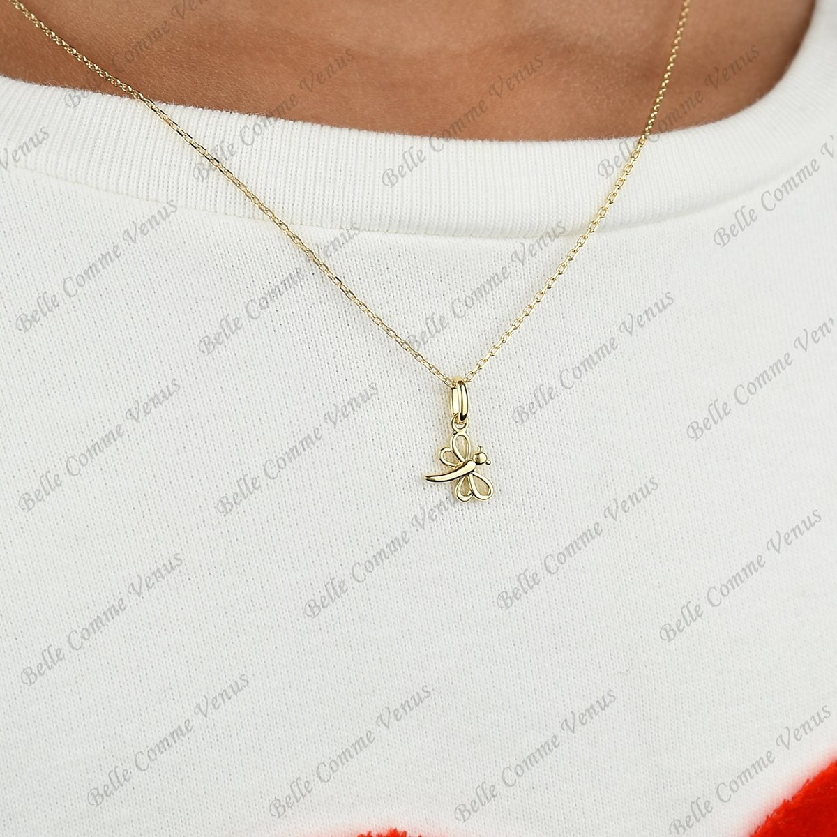 Collier libellule Plaqué OR 750 3 microns