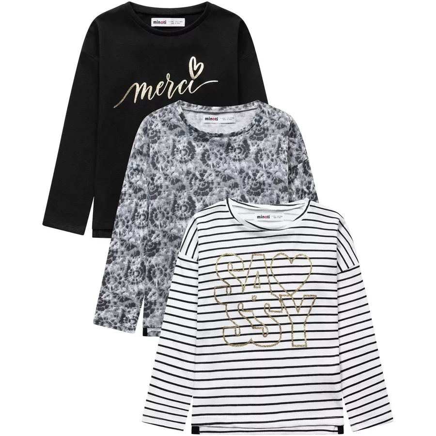 MINOTI 3er-Pack Longsleeves Grau