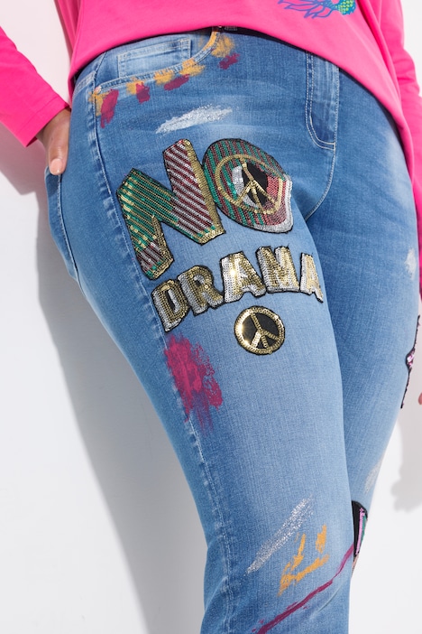 Slim-Fit Jeans, bequeme Passform, Patches, 5-Pocket