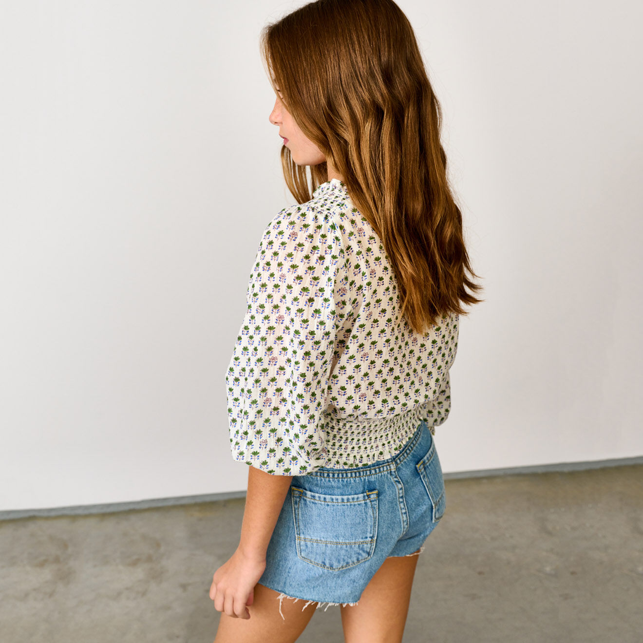 Bellerose Blouse en Coton Honour imprimée écru/vert
