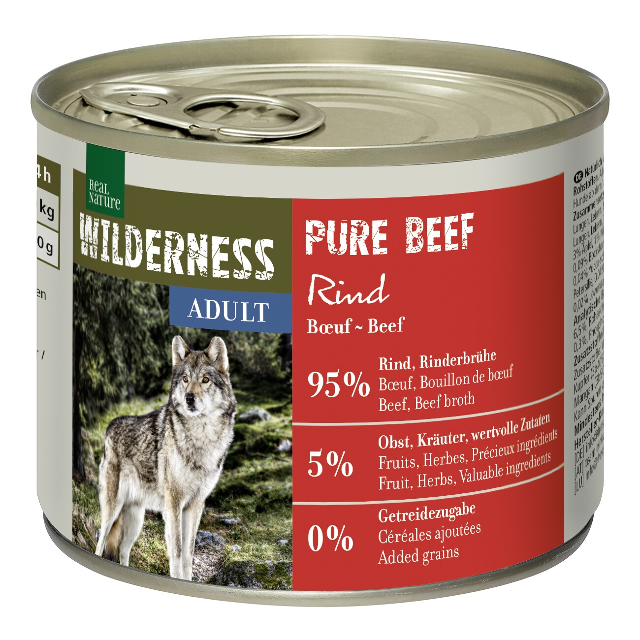 REAL NATURE WILDERNESS Nassfutter Hund, Adult, Pure Beef 6x200 g