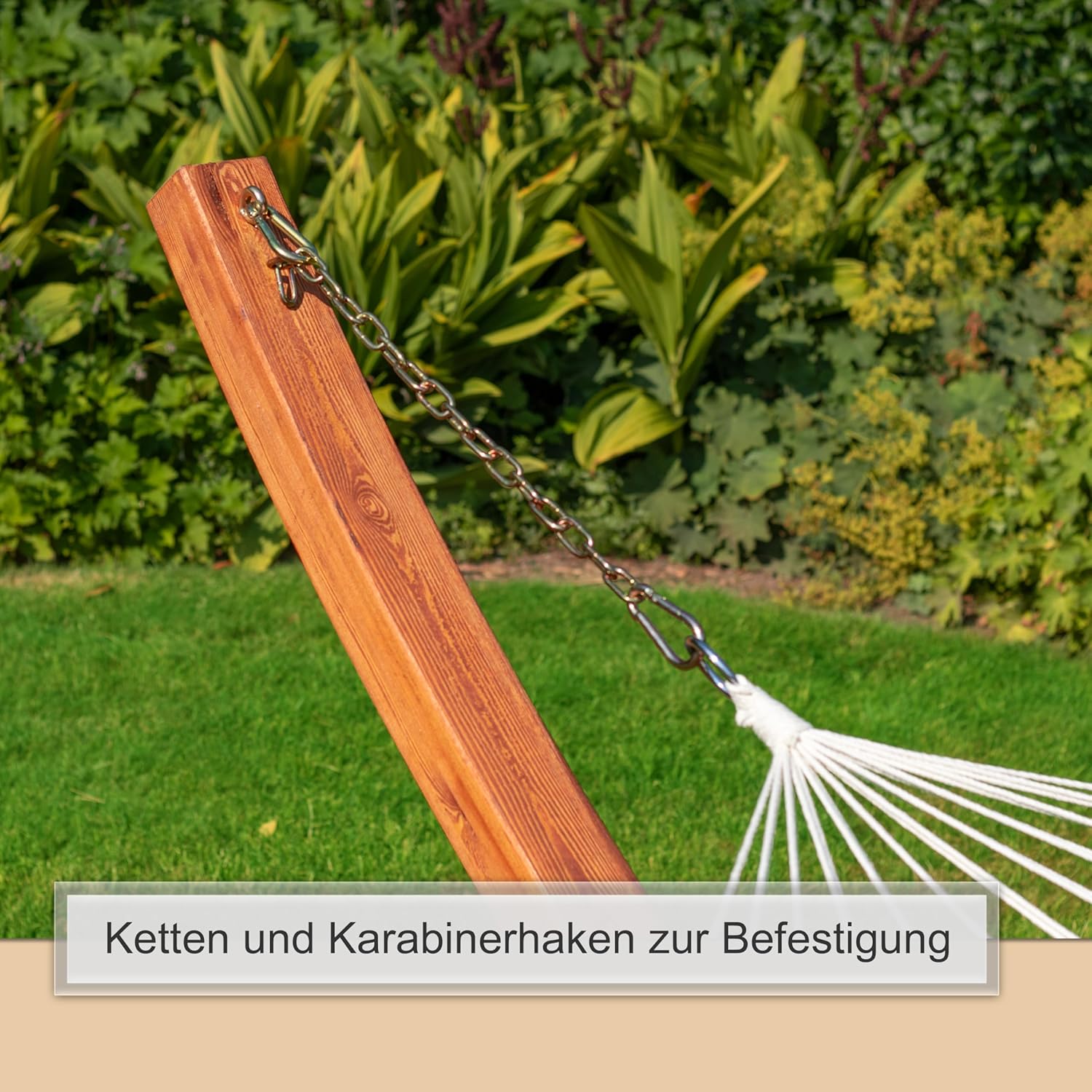 XL Outdoor Hängemattengestell 400 cm, Holz Eukalyptus wetterfest, Gestell Madagaskar braun ohne Hängematte