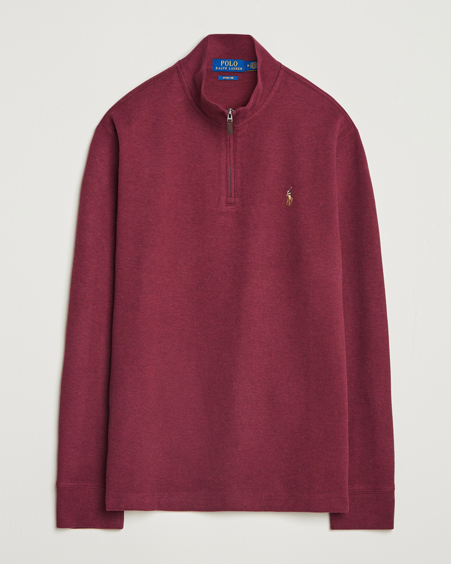 Polo Ralph Lauren Double Knit Jaquard Half Zip Sweater Wine Heather