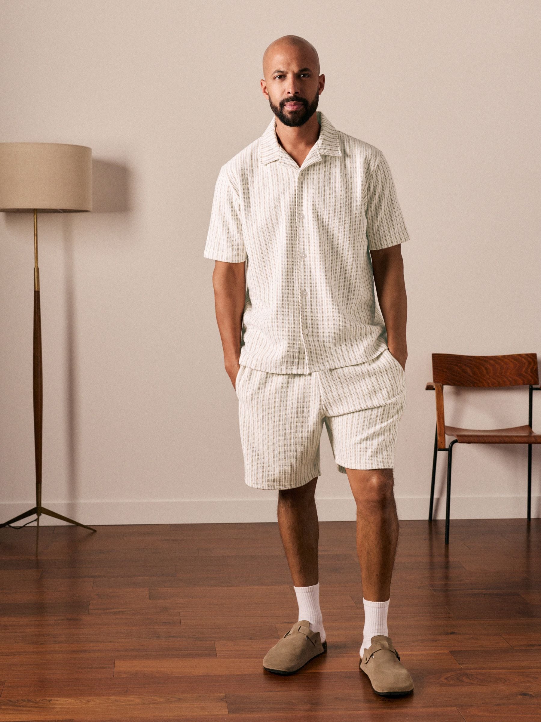 Neutraal - Gestreepte jersey short