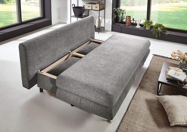 Schlafsofa Benfeld 196x93x92 cm Webstoff grau